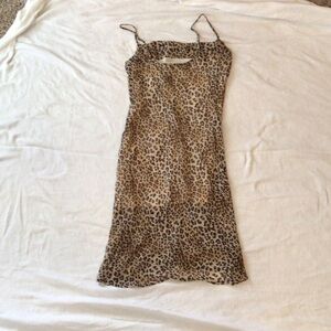 Leopard Print Slip Dress - Neutral Tones, small